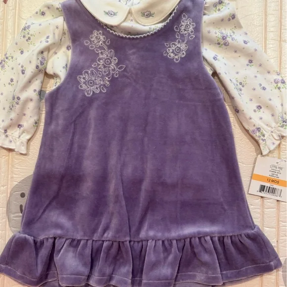 90s Little Me Lavender Peter Pan Collar Embroidered  Jumper Floral Blouse NWT - Picture 12 of 13